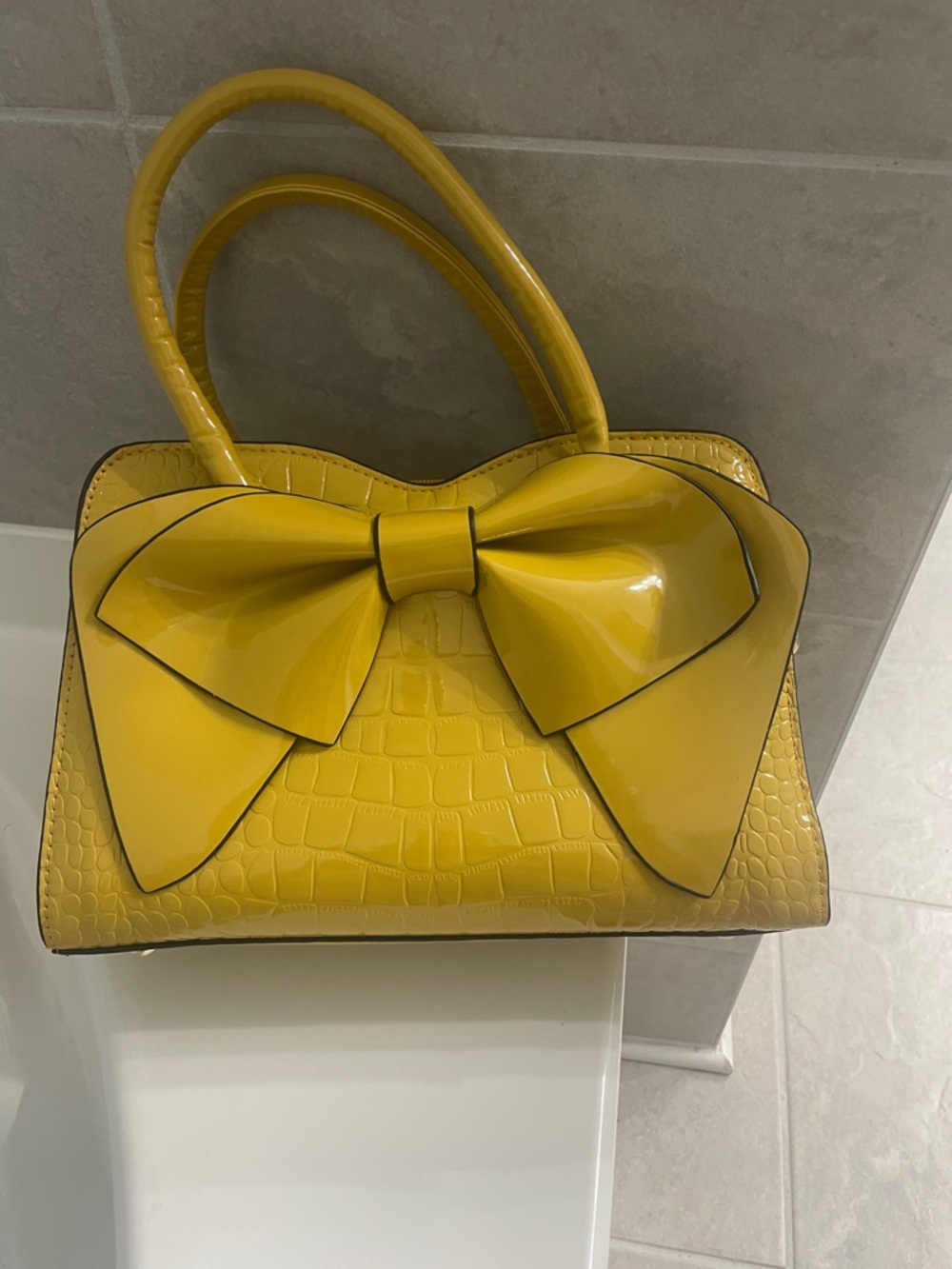 Yellow Bow Accent Women’s Handbag
